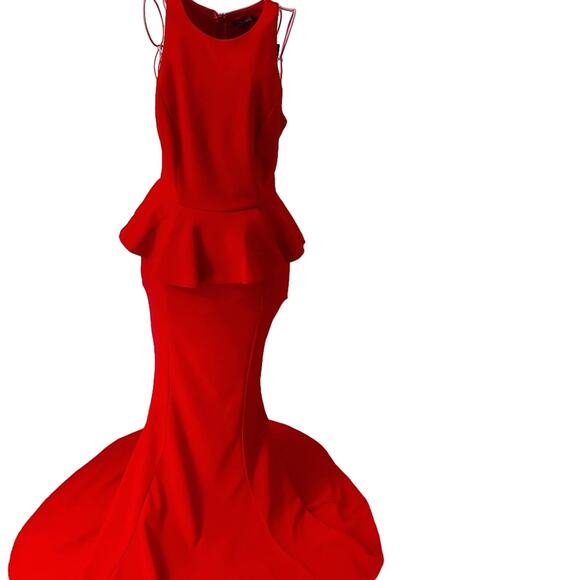 Fashion Nova Red Shiloh Peplum Party Dress Size S NEW Prom Holiday Rush Xmas - Picture 1 of 11
